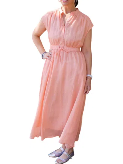 Elan Breeze Midi Dress In Light Peach In Pink