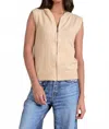Elan Bridgette Sleeveless Zip Up Hoodie Sweater In Oatmeal In Neutral