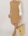 Elan Brooks Mini Sweater Dress In Beige In Brown