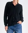 Elan Button Down Cardigan Sweater In Black In Black
