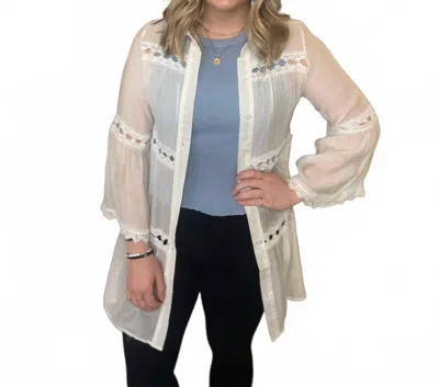 Elan Button Down Dress In White