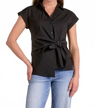 ELAN BUTTON DOWN TIE WAIST SHIRT IN BLACK