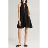 Elan Button Front Cotton Cover-up Minidress In Black