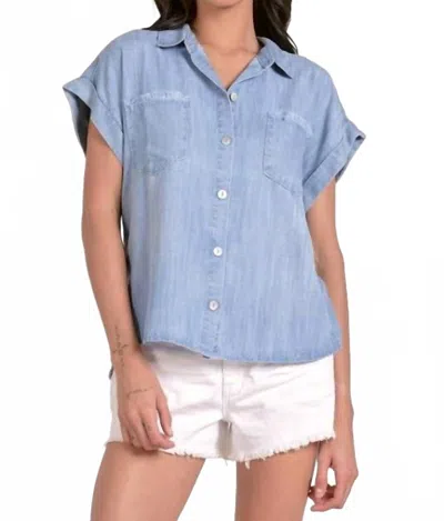 Elan Button Me Up Top In Blue