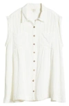 Elan Oversized Button Front Swim Cover-up Dress In White