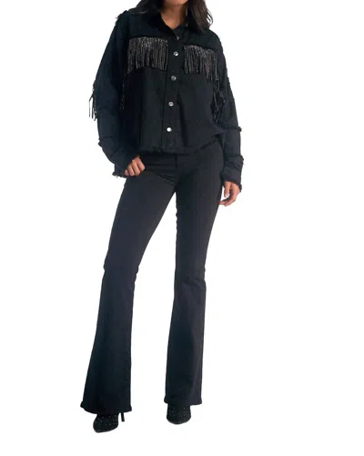 Elan Button Up Jacket In Black In Multi