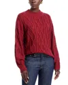Elan Cable Knit Crewneck Sweater In Burgundy