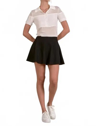 Elan Caetana Short Sleeve Sheer Blocked Top In White In Neutral