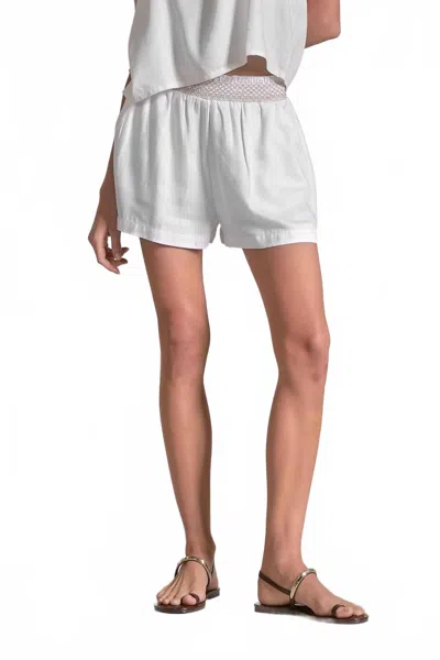 Elan Callie Elastic Waistband Shorts In White In Multi