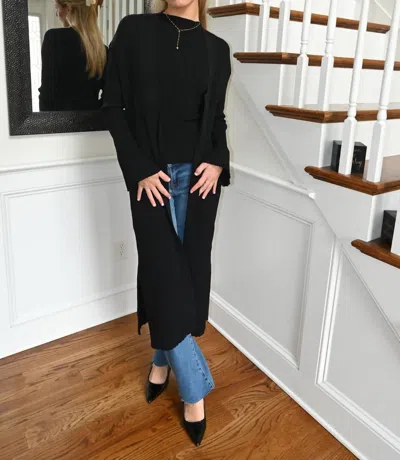 Elan Cami Full-length Cardigan In Black