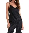 Elan Cowl Neck Shimmer Cami Top In Black In Black