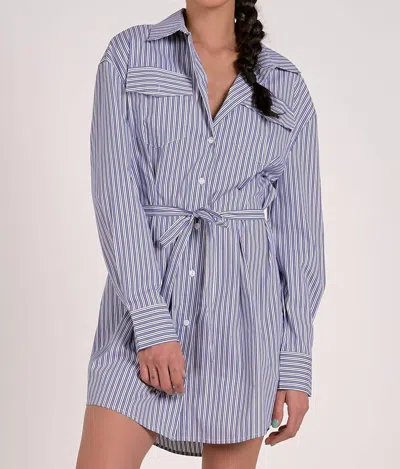 Elan Camila Shirt Dress In Navy/ White