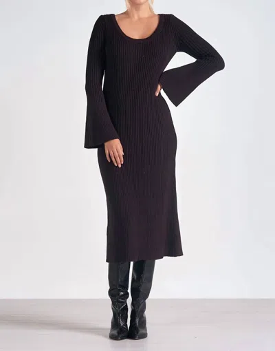 Elan Camryn Sweater Dress In Dark Brown