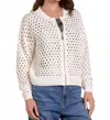 Elan Candice Zip Cardigan Sweater In Stone In White