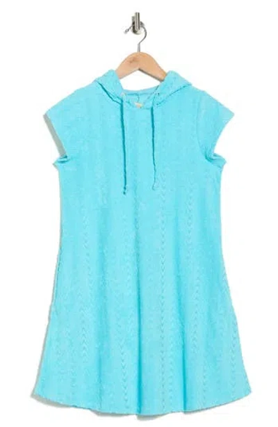 Elan Cap Sleeve Hoodie Cover-up Dress In Blue