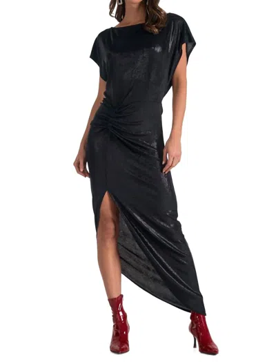 Elan Cap Sleeve Midi In Metallic Black