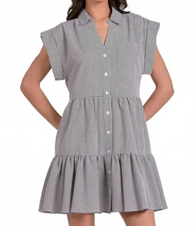 ELAN CAP SLEEVE SEERSUCKER DRESS IN BLAC