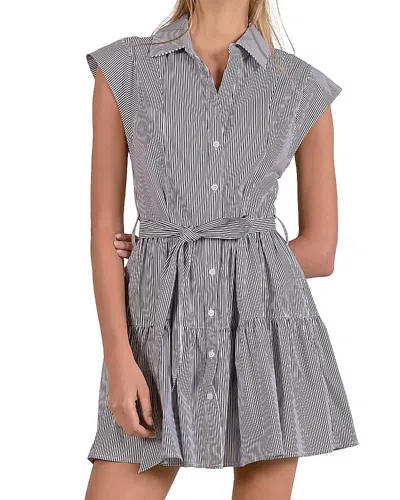 Elan Cap Sleeve Tiered Dress In Blue