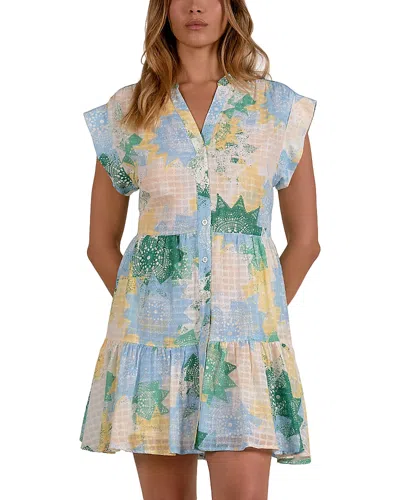 Elan Cap Sleeve Tiered Dress In Multi