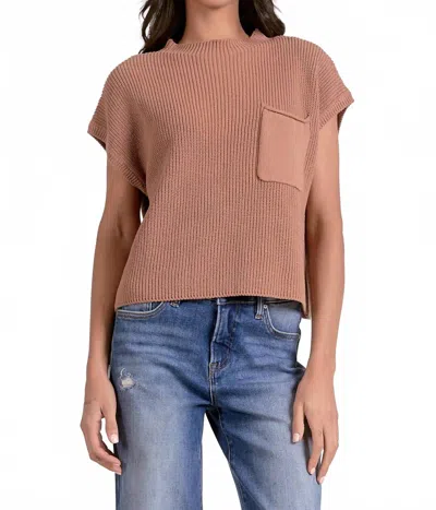 Elan Capsleeve Crewneck Sweater In Mauve In Brown