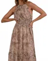 Elan Cara Dress In Natural Snake In Multi