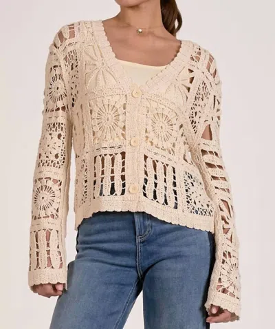 Elan Cardi Open Knit Sweater In Beige In Neutral