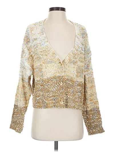 Pre-owned Elan Cardigan Sweater In Gold