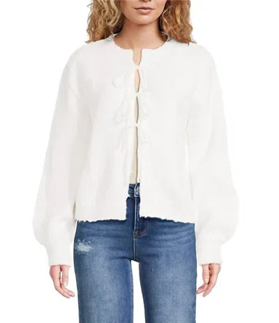Elan Cardigan Sweater In Stone In White