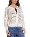 Elan Candice Zip Cardigan Sweater In White In White
