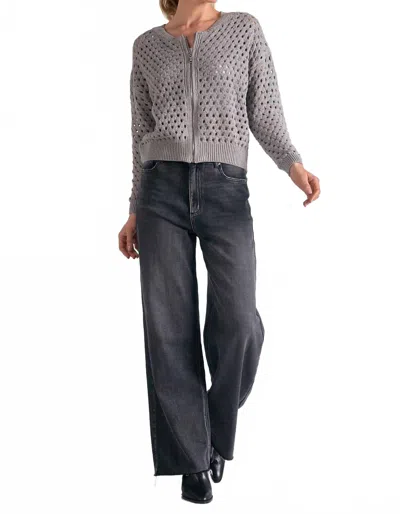 Elan Cardigan Zip Sweater In Light Grey In Gray