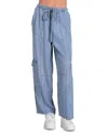 Elan Denim Cargo Drawstring Pant In Blue