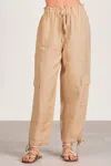 Elan Drawstring Cargo Pants In Taupe