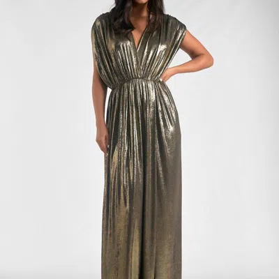 Elan Carlise Maxi Dress In Gold