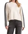 Elan Marla Color Block Sweater In Cream And Grey In Multi