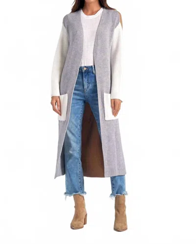 Elan Carol Color Block Cardigan In Grey In Gray