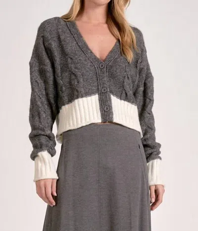 Elan Logan Color Block Cardigan In Charcoal Winter White In Gray