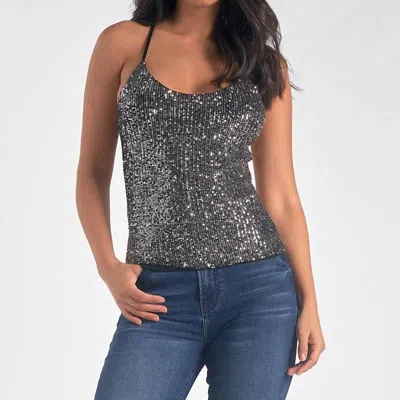 Elan Cassia Sparkle Tank Top In Silver In Grey