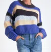 Elan Stripe Crew Sweater In Blue Multi In Blue