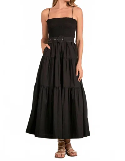 Elan Cassie Midi Smock Dress In Black