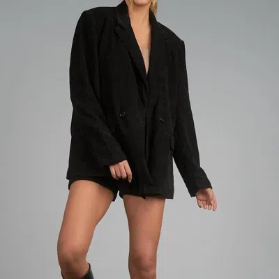 Elan Cassie Oversized Corduroy Blazer In Black