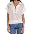 Elan Cassie Short Sleeveless Sweater In White In Gray