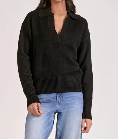 Elan Cassie Sweater Polo In Black
