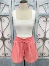Elan Raw Hem Cotton Cover-up Shorts In Pink