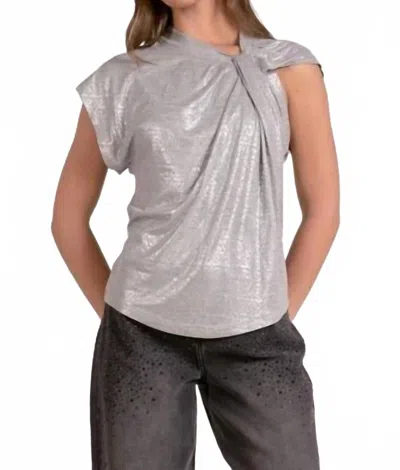 Elan Celeste Shimmer Tee In Silver In Gray