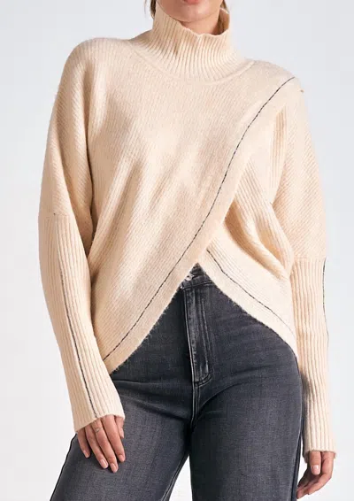Elan Celia Cross Sweater In Ivory