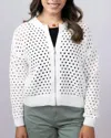 Elan Candice Zip Cardigan Sweater In White