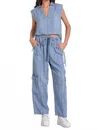 Elan Chambray Cargo Pants In Denim