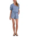 Elan Chambray Drawstring Shorts In Blue