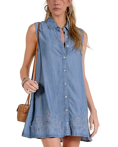 Elan Chambray Sleeveless Shirtdress In Blue