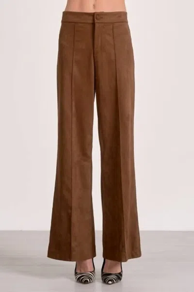 Elan Suede High Waist Pant In Chocolate In Brown
